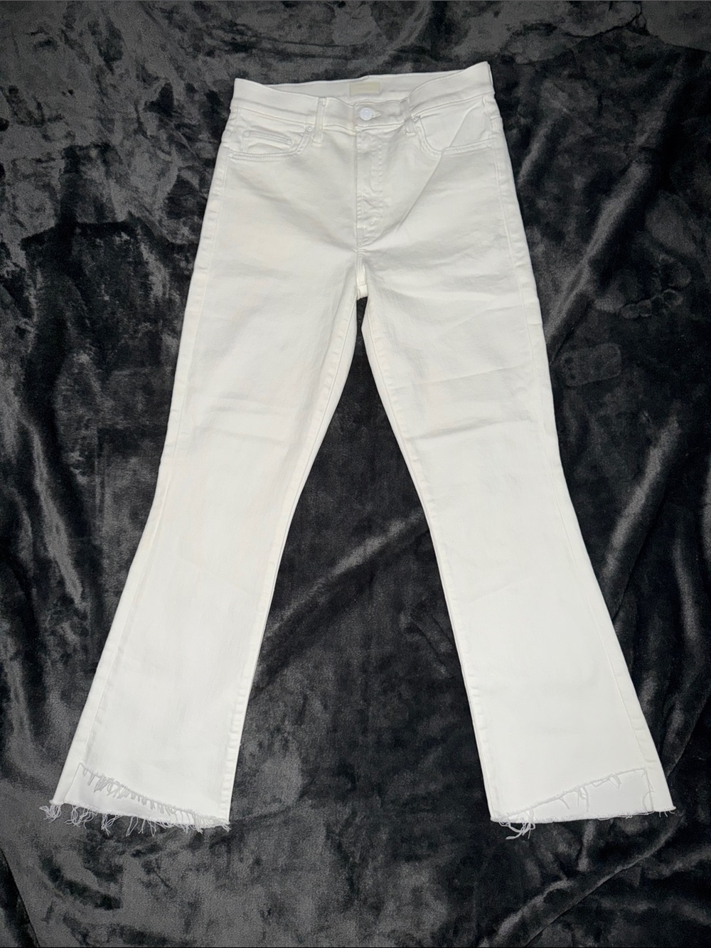 MOTHER White Insider Cropped Step Fray